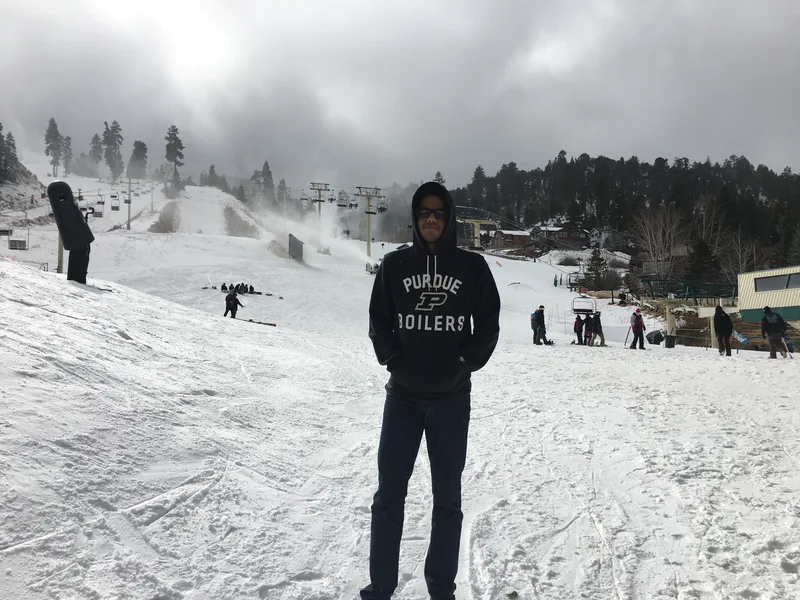 Purdue hoodie at the ski slopes